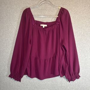 Nordstrom Adyson Parker‎ Top Magenta Plum Size Large 100% Polyester